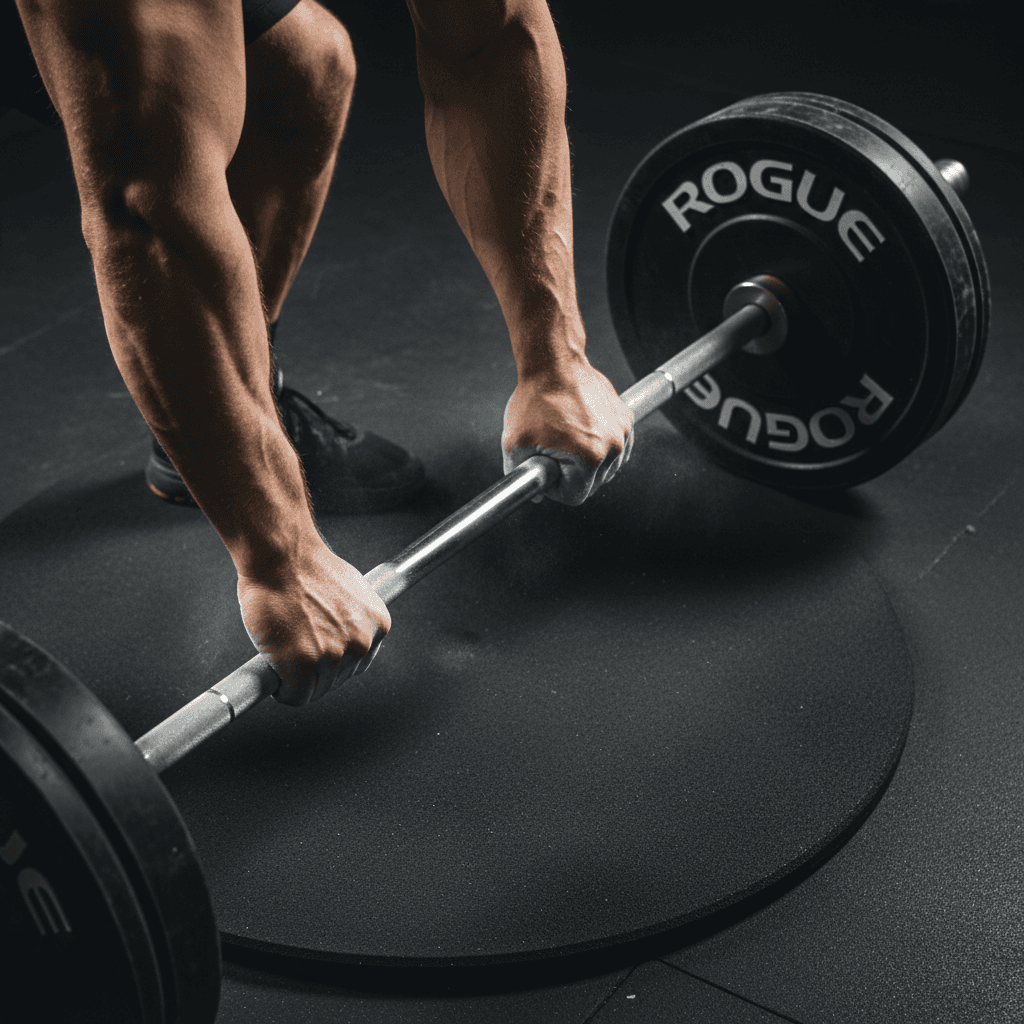 Strength training with barbell deadlift
